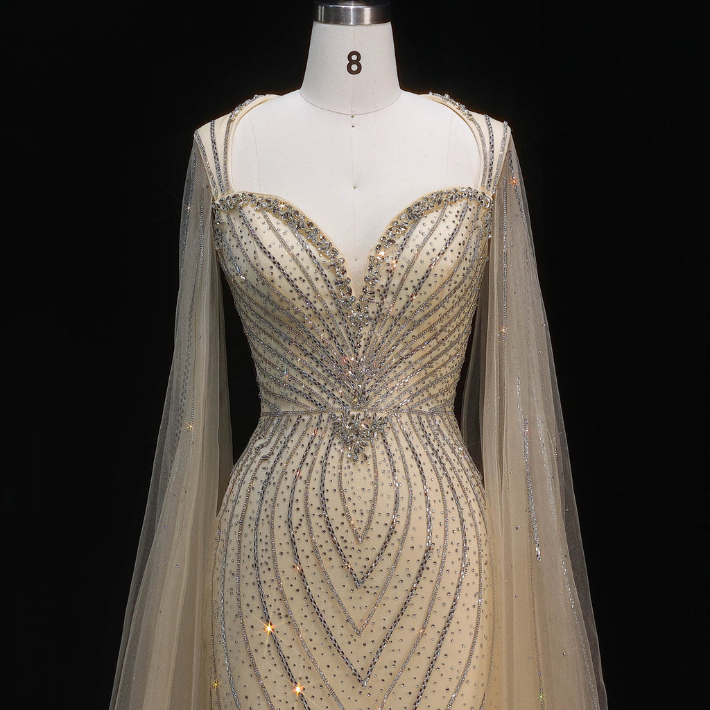 Elegant Pink Sweetheart Beaded Evening Dress with Cape Sleeve SS130