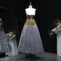 Luxury Strapless Silver Gradient Sequin Evening Dress SS200