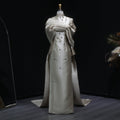 Elegant 3D Beaded Floral Blue Evening Dress with Overskirt SS271