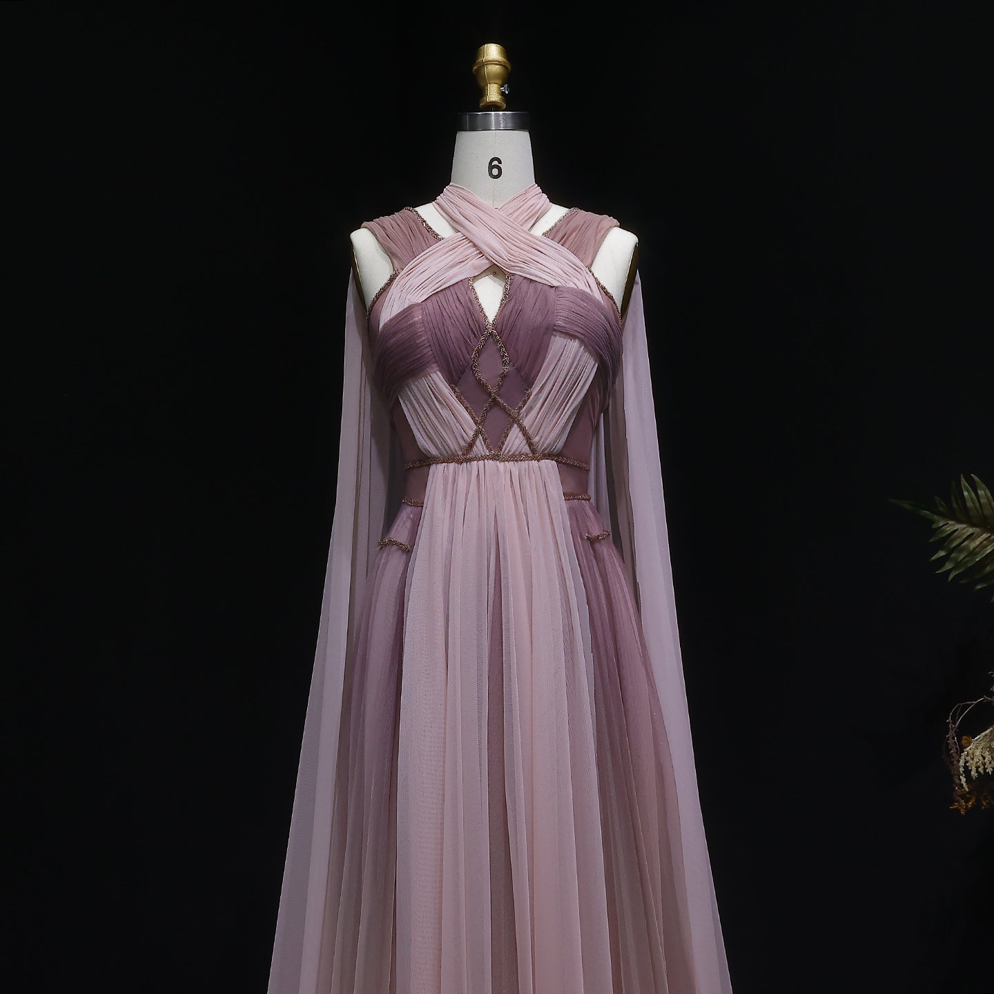 Glamorous Ombre Pink Evening Dress with Cape SS309
