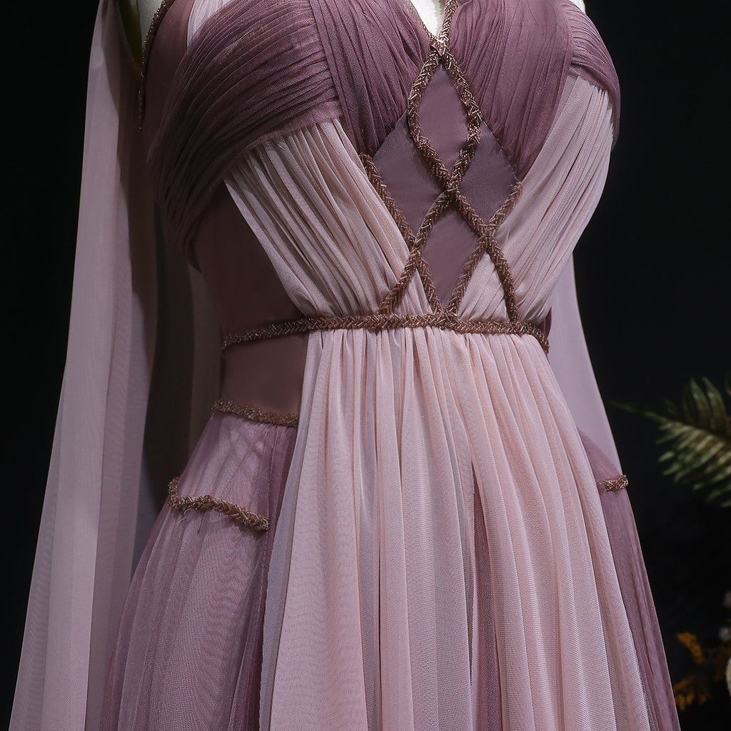 Glamorous Ombre Pink Evening Dress with Cape SS309