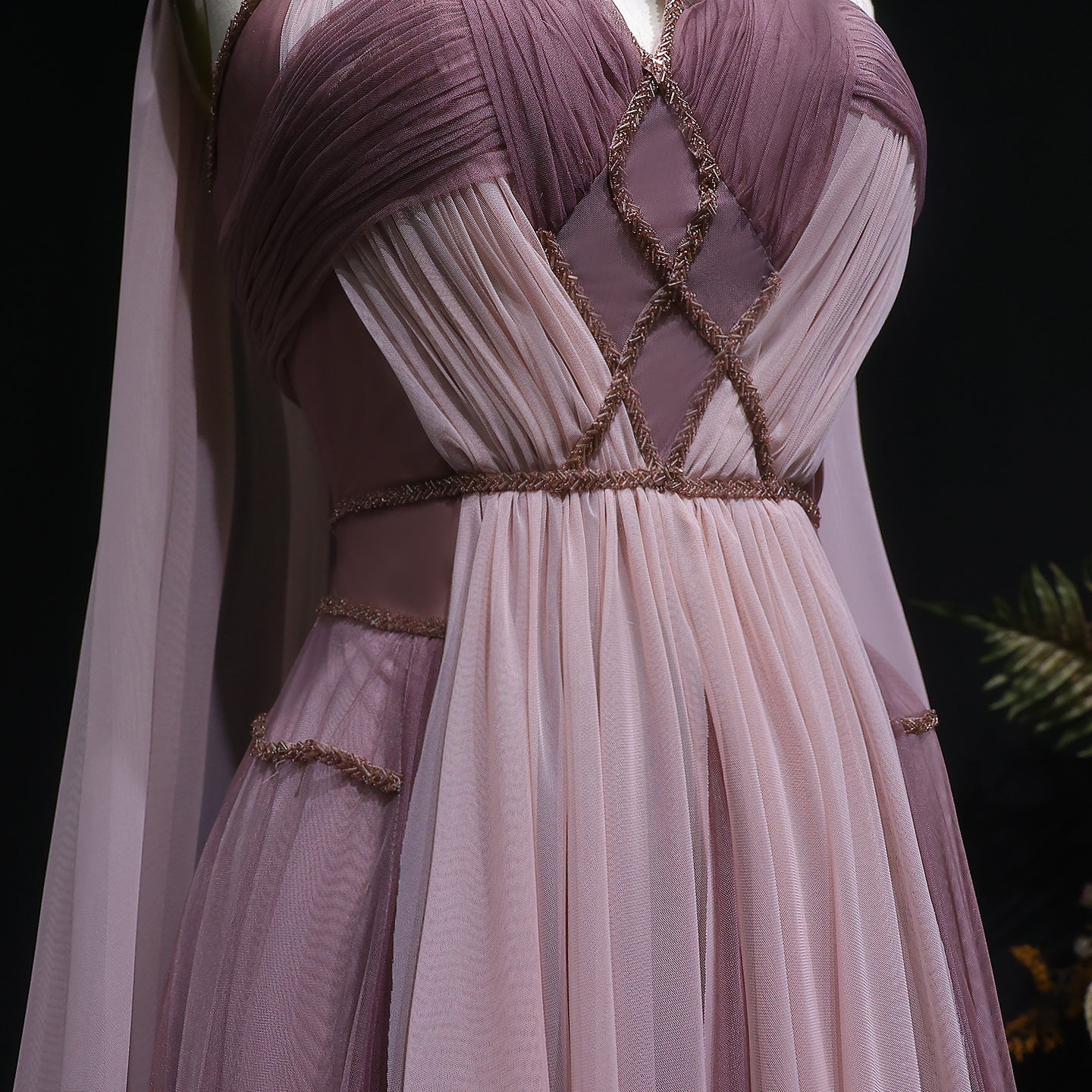 Glamorous Ombre Pink Evening Dress with Cape SS309