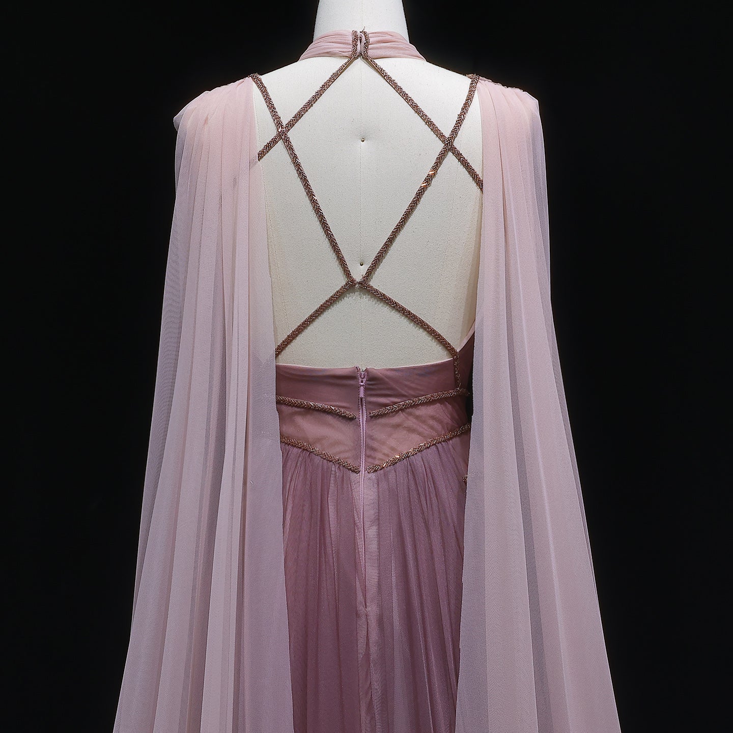 Glamorous Ombre Pink Evening Dress with Cape SS309
