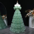 Luxury Sage Green 3D Flowers Sweetheart Evening Dress with Cape SS346