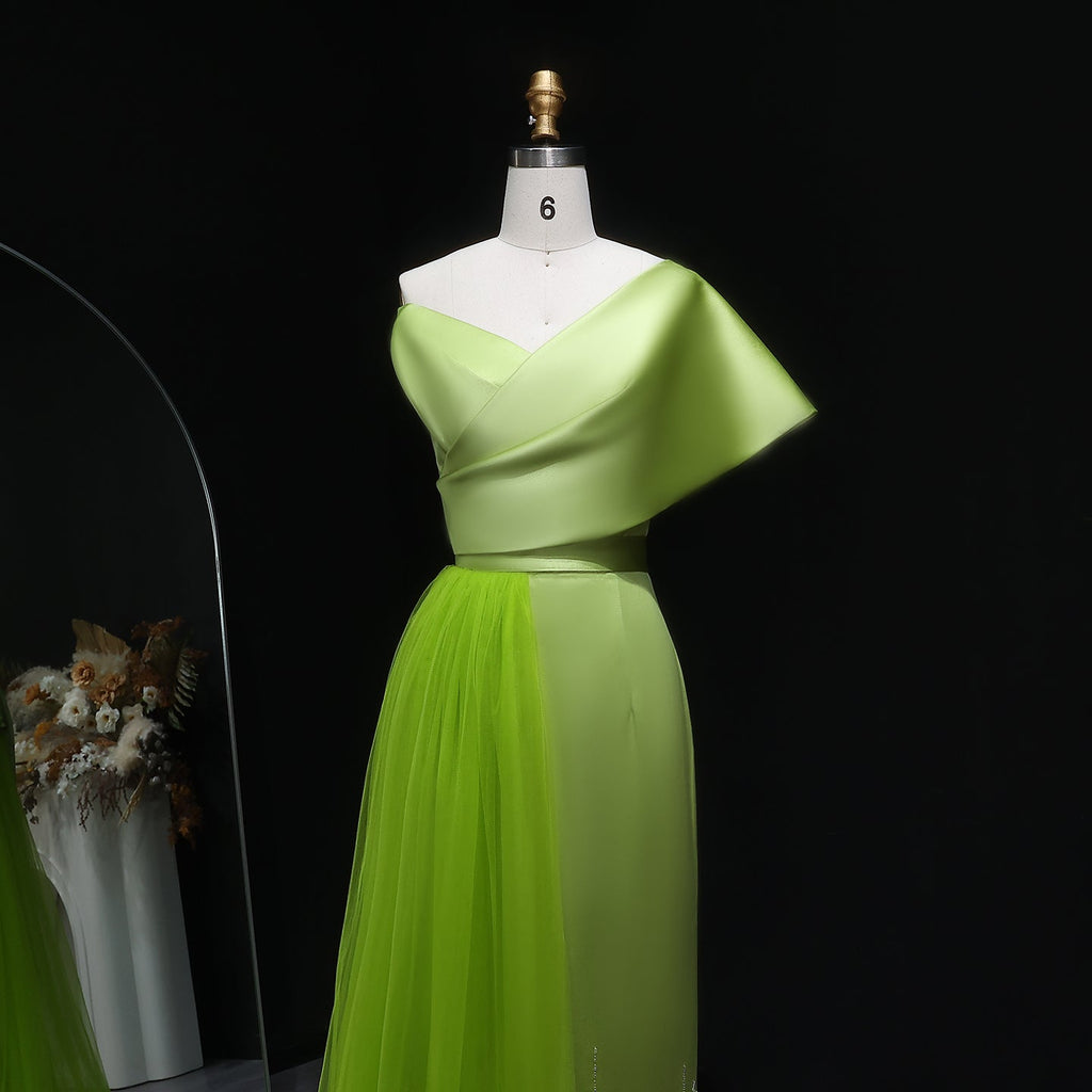Luxury Beaded Lilac One Shoulder Evening Dress with Overskirt SS405