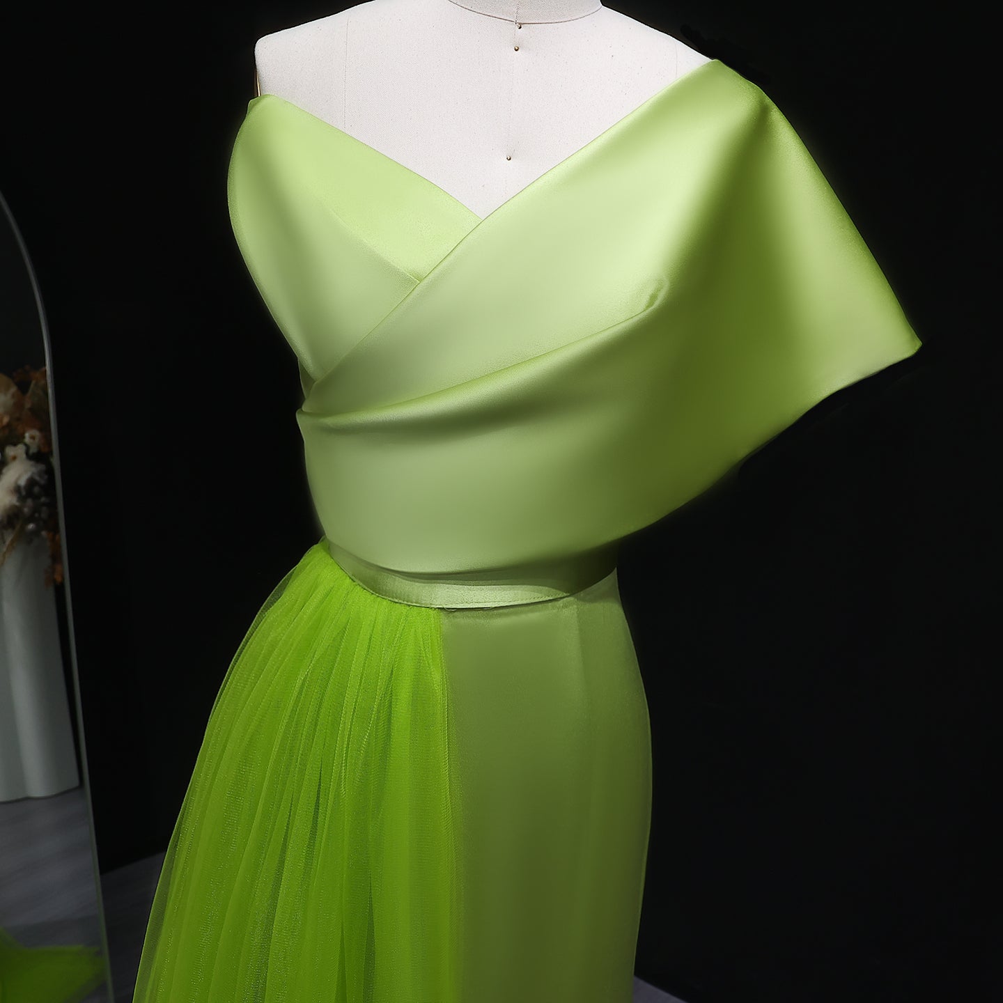 Luxury Beaded Lilac One Shoulder Evening Dress with Overskirt SS405