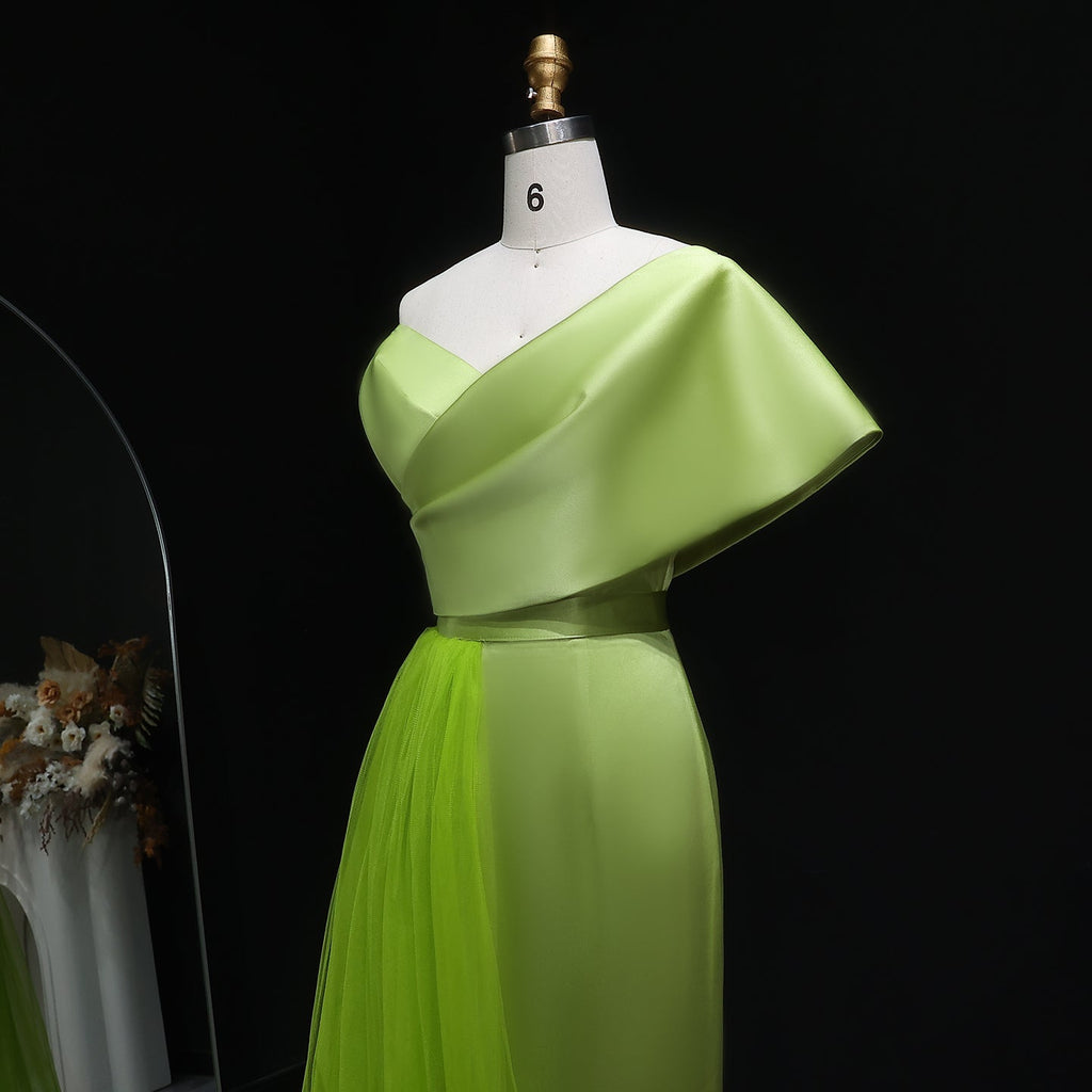 Luxury Beaded Lilac One Shoulder Evening Dress with Overskirt SS405