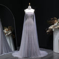 Charming Beaded Pink Mermaid Evening Dress with Cape SS509