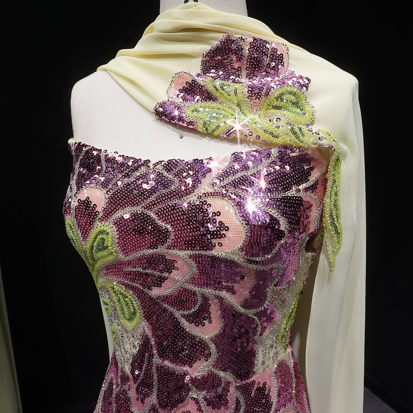 Luxury Purple Green Sparkling Sequin Beaded Formal Evening Dress SS511