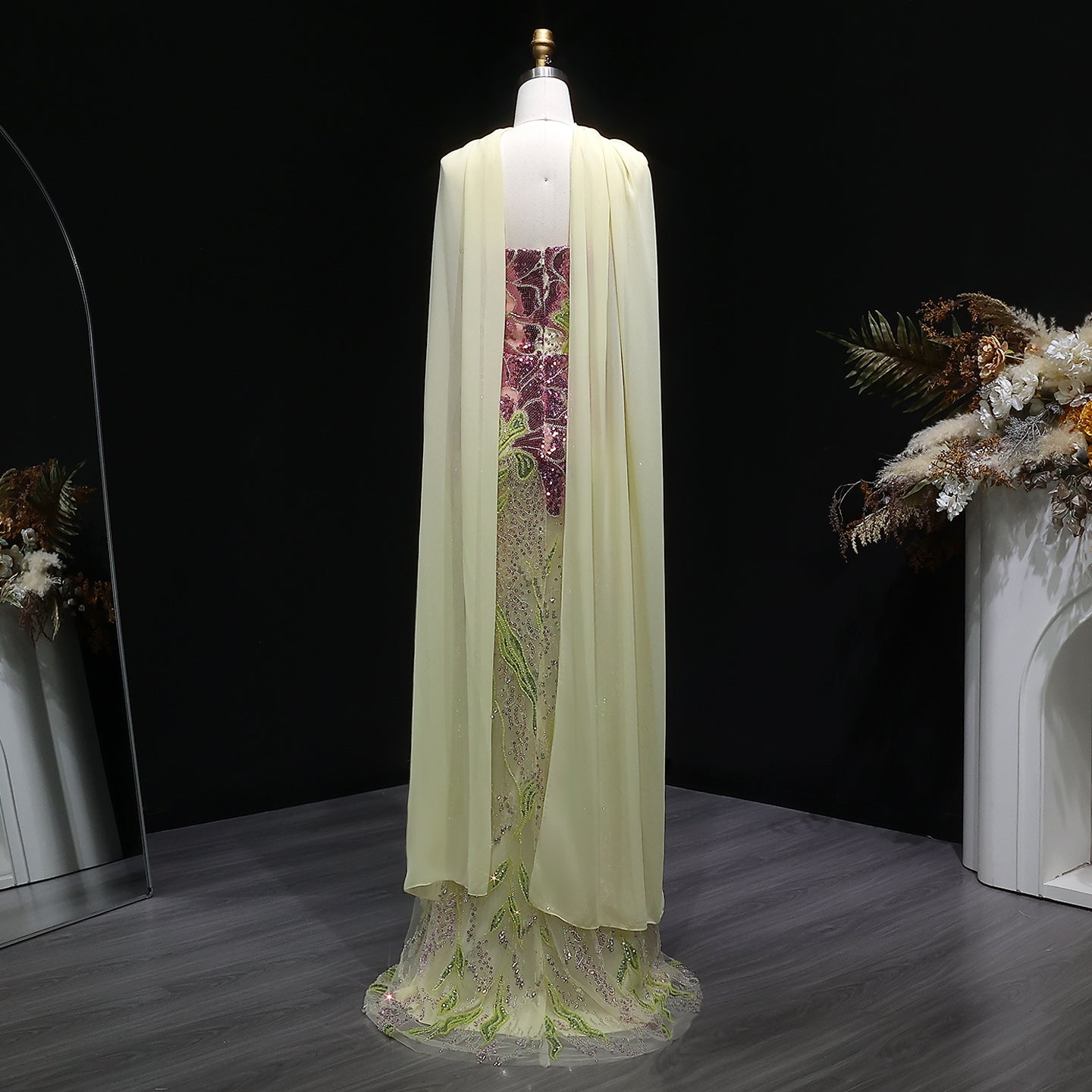 Luxury Purple Green Sparkling Sequin Beaded Formal Evening Dress SS511