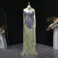 Luxury Purple Green Sparkling Sequin Beaded Formal Evening Dress SS511