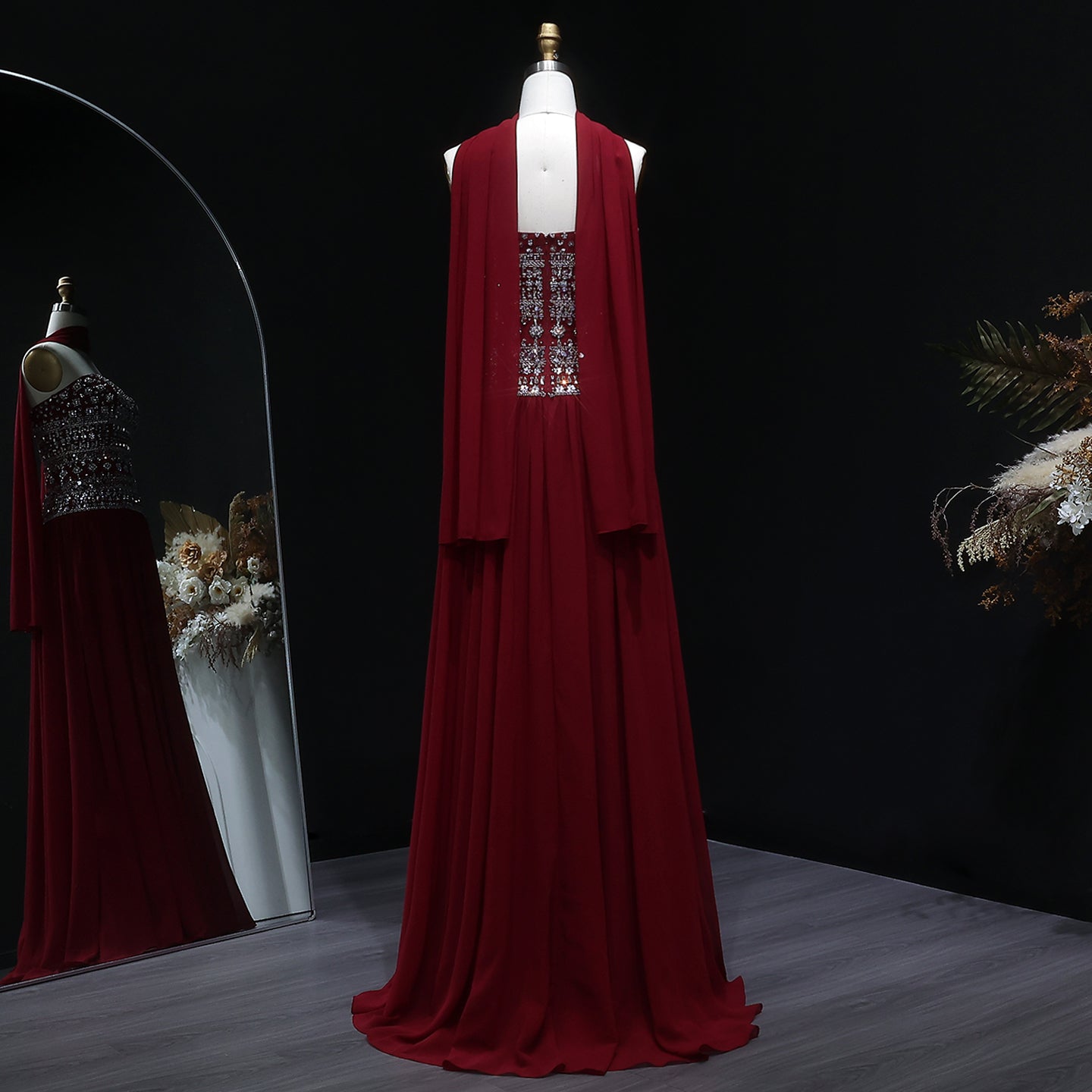 Luxury Crystal Lilac Strapless Chiffon Evening Dress SS539
