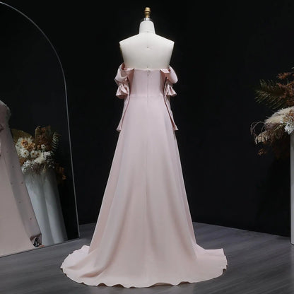 Elegant Strapless 3D Floral Beaded Pink Evening Dress SS540