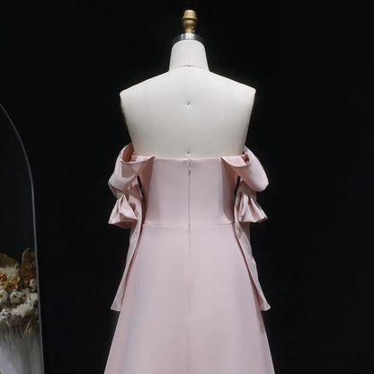 Elegant Strapless 3D Floral Beaded Pink Evening Dress SS540