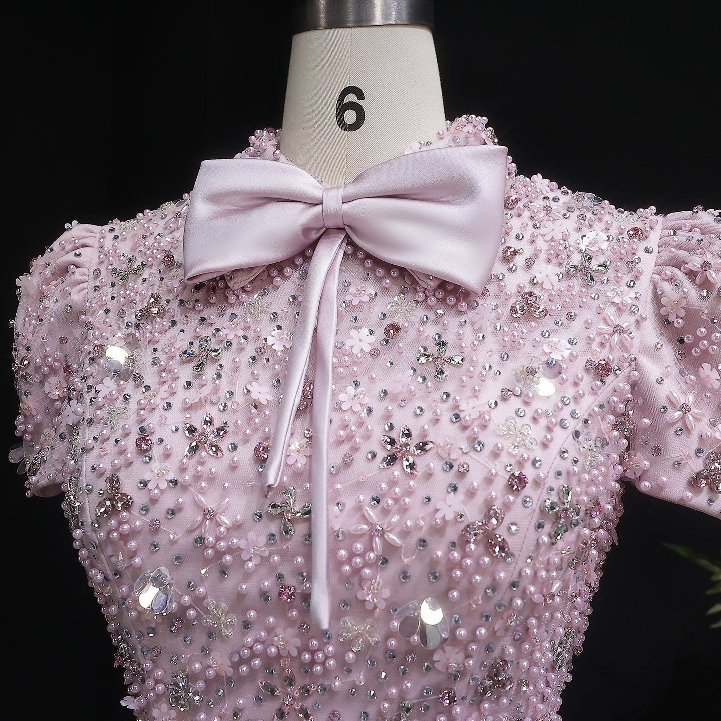 Elegant Pink Sparkling Sequin Beaded Two-Piece Evening Dress SS547