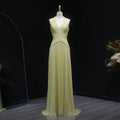 Gala Exquisite Yellow Beaded Halter Neck Deep V Evening Dress SS554