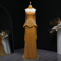 Elegant Orange Peplum Strapless Sequin Evening Dress with Scarf SS560