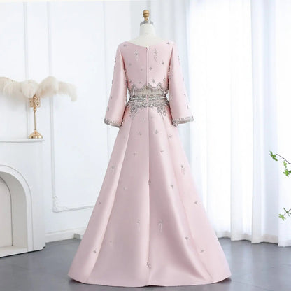 Luxury Burgundy Crystal Beaded 2 Piece Long Sleeve Evening Dress SS573