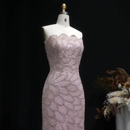 Elegant Strapless Emerald Green Evening Dress SS601