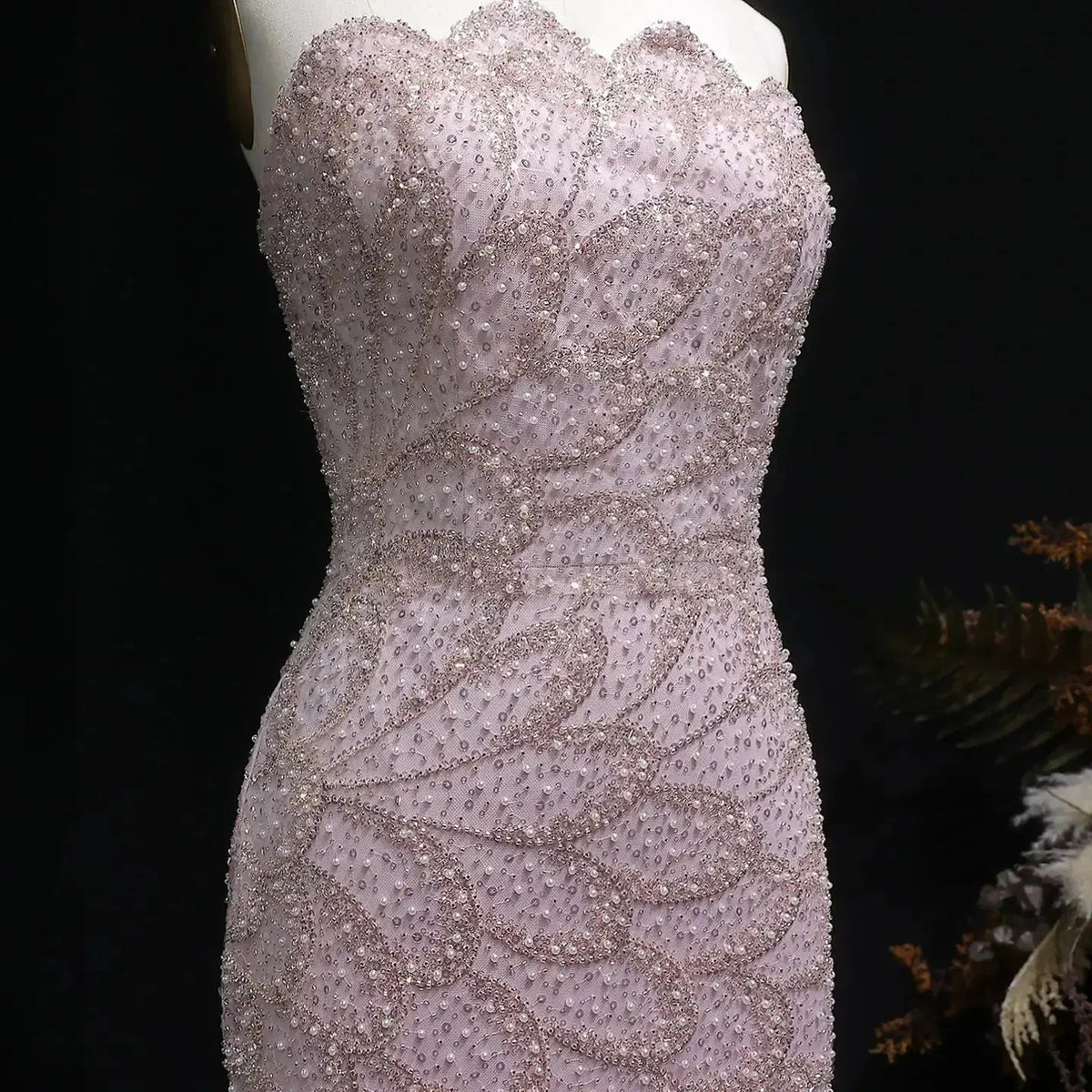 Elegant Strapless Emerald Green Evening Dress SS601