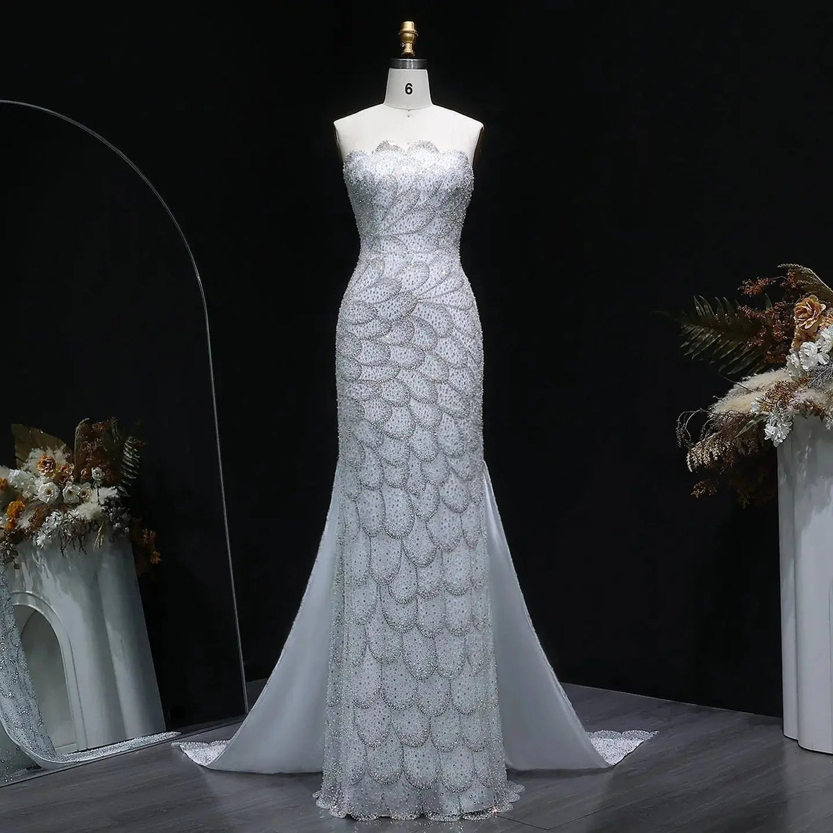 Elegant Strapless Emerald Green Evening Dress SS601