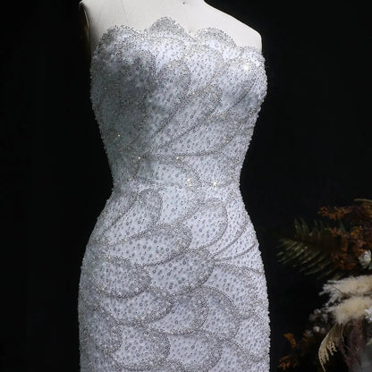 Elegant Strapless Emerald Green Evening Dress SS601