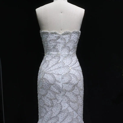 Elegant Strapless Emerald Green Evening Dress SS601