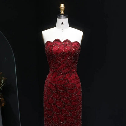 Elegant Strapless Emerald Green Evening Dress SS601