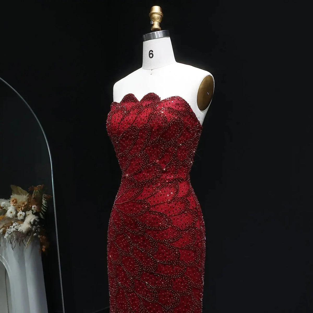 Elegant Strapless Emerald Green Evening Dress SS601