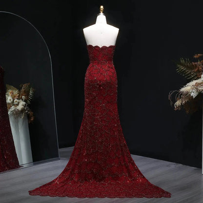 Elegant Strapless Emerald Green Evening Dress SS601