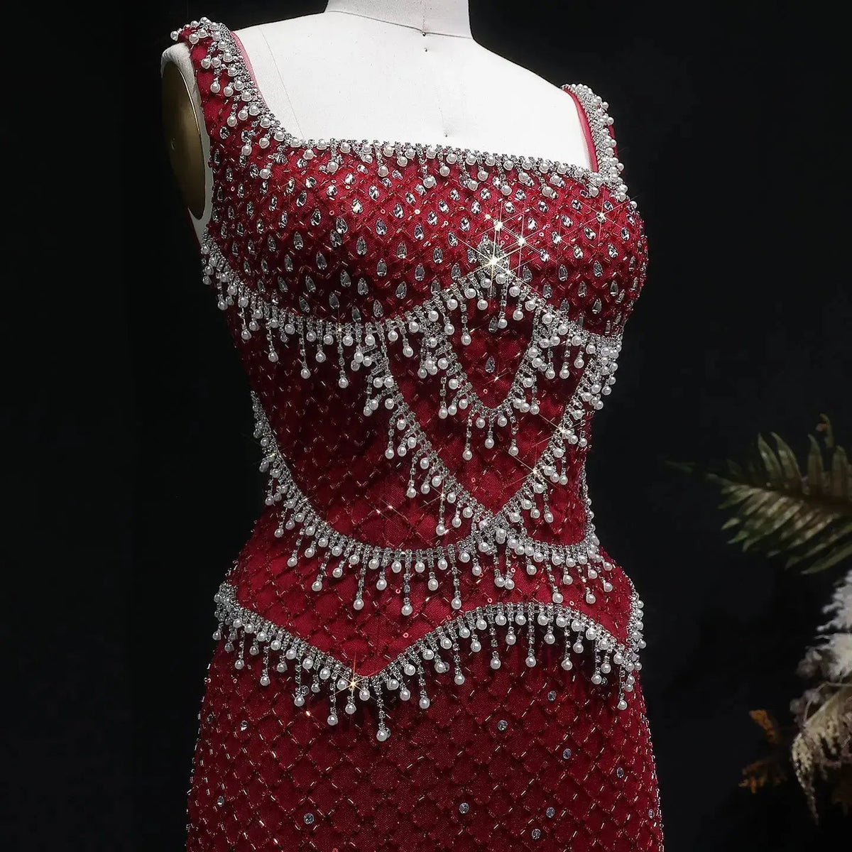 Luxury Gray Beaded Crystal Long Straight Evening Dress SS631