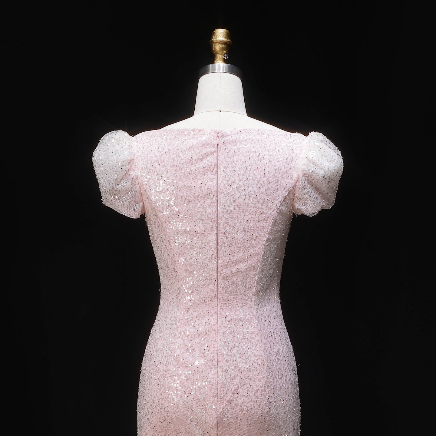Luxury Pink Ombre Sequin Mermaid Train Evening Dress SS643