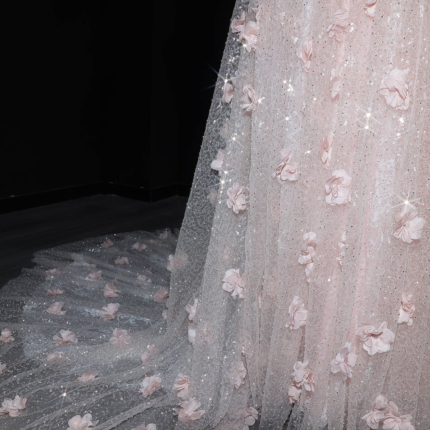 Luxury Pink Ombre Sequin Mermaid Train Evening Dress SS643