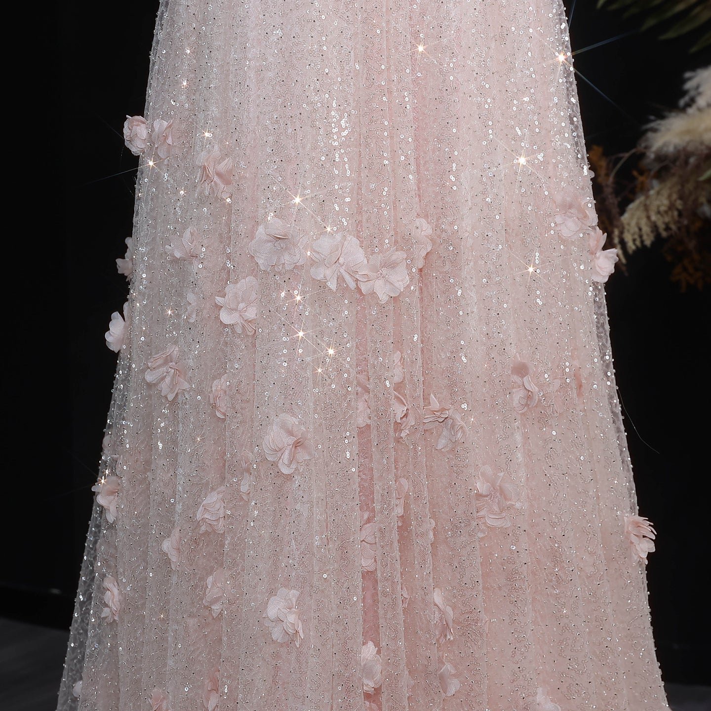 Luxury Pink Ombre Sequin Mermaid Train Evening Dress SS643