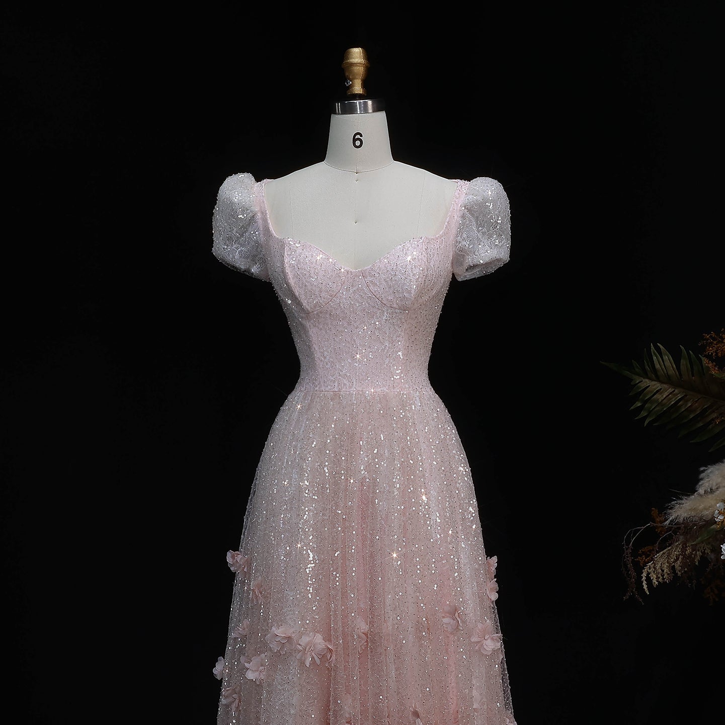 Luxury Pink Ombre Sequin Mermaid Train Evening Dress SS643