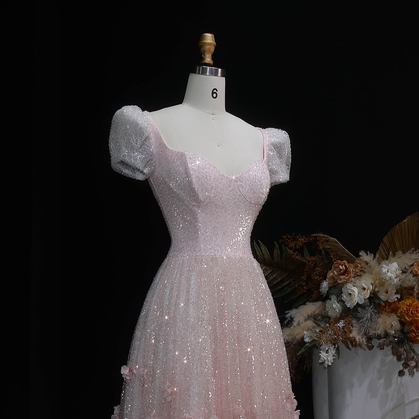 Luxury Pink Ombre Sequin Mermaid Train Evening Dress SS643