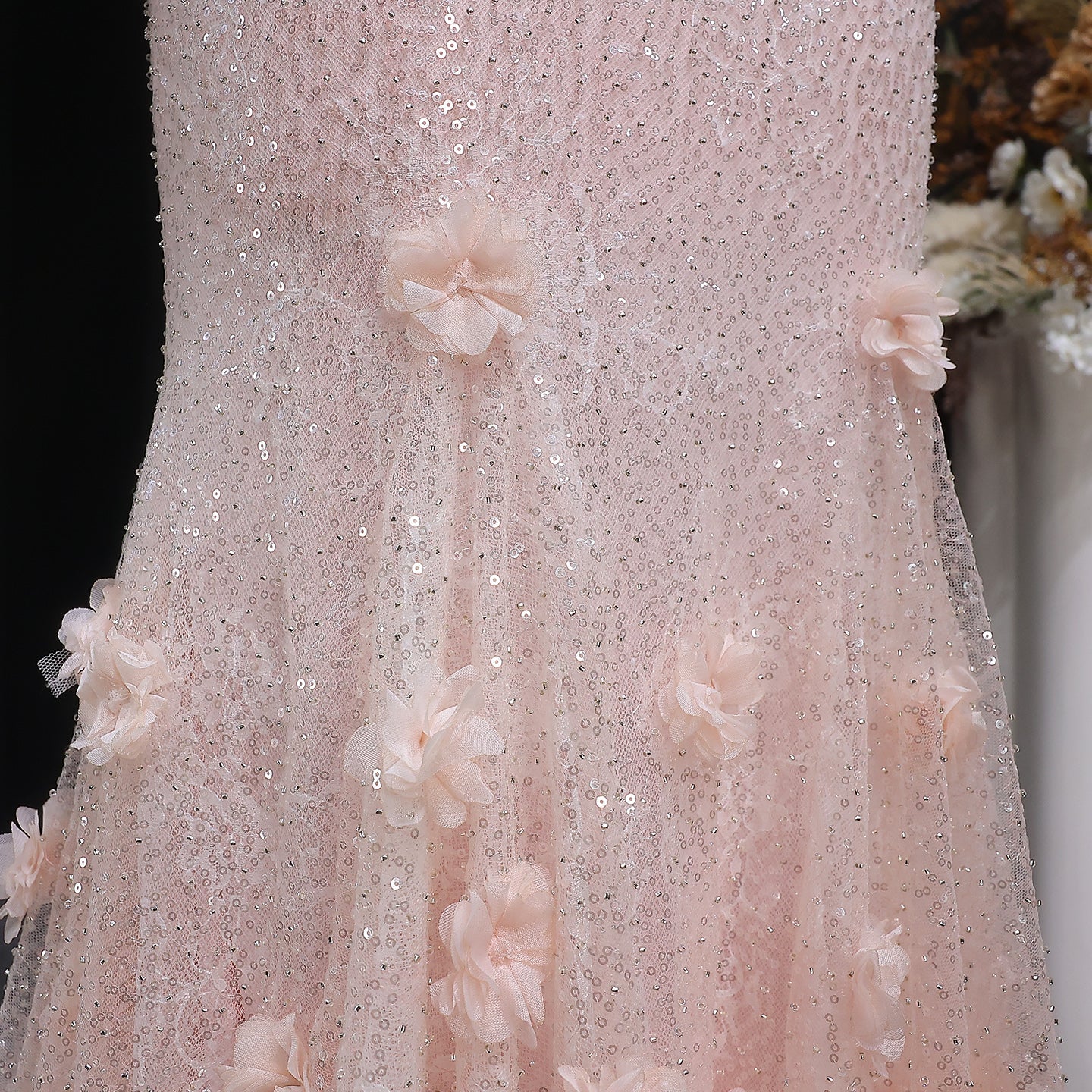 Luxury Pink Ombre Sequin Mermaid Train Evening Dress SS643
