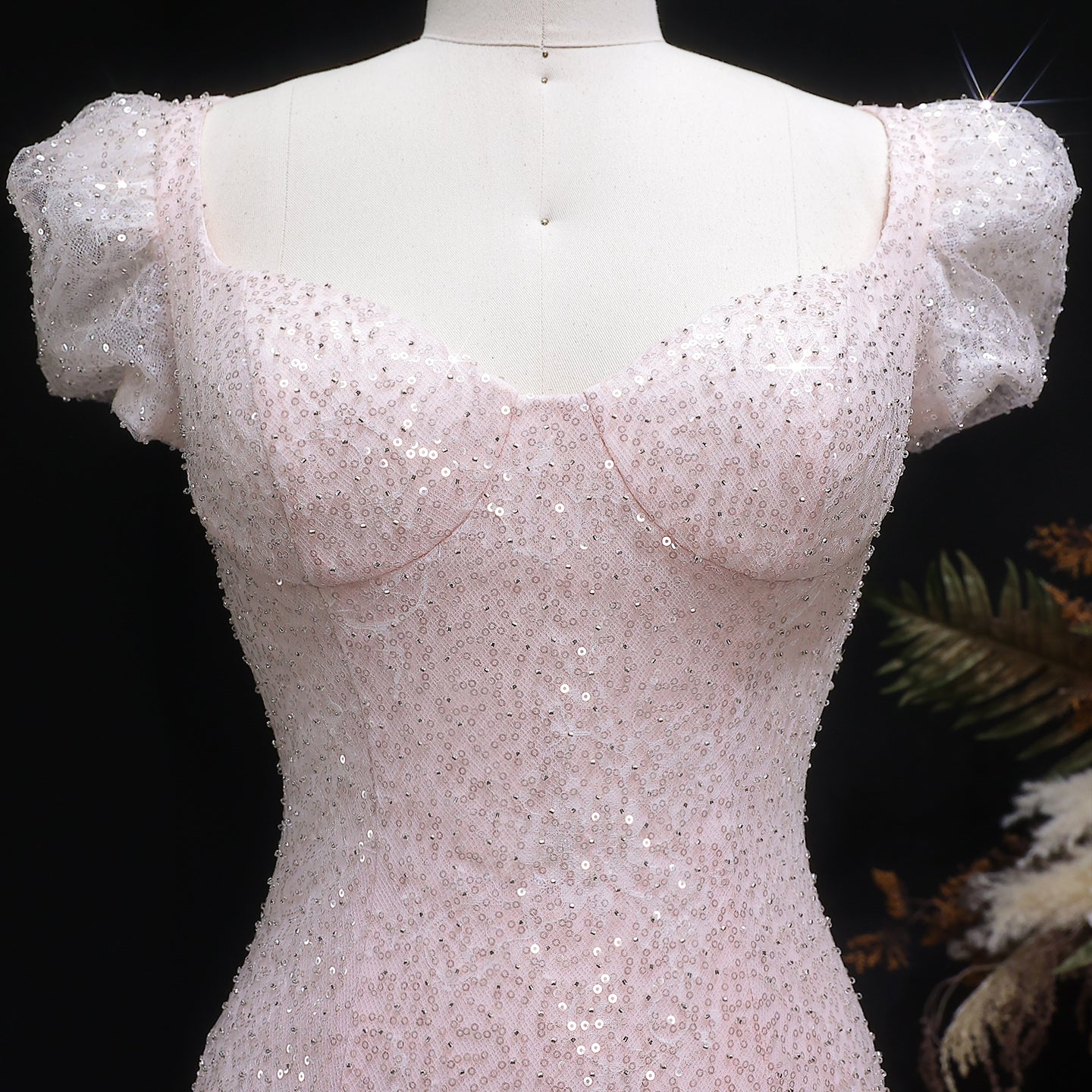 Luxury Pink Ombre Sequin Mermaid Train Evening Dress SS643
