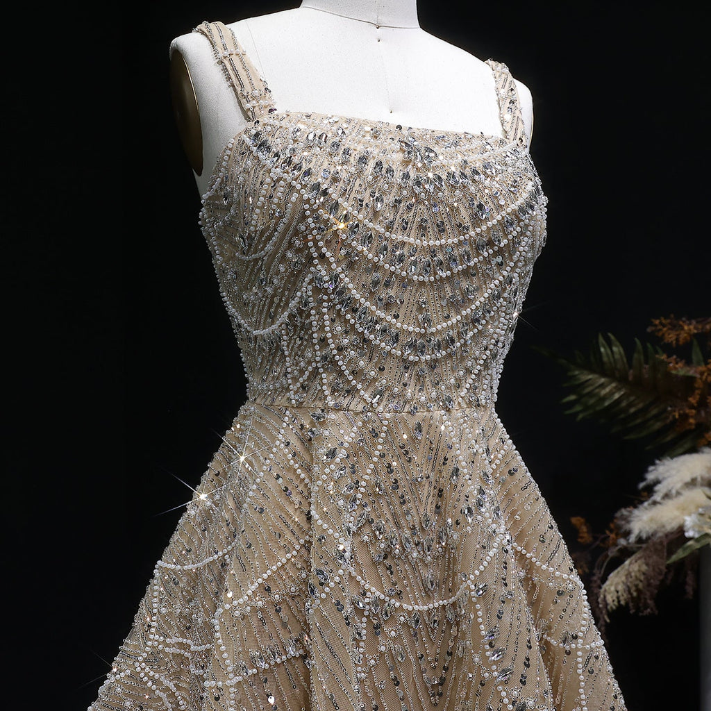 Elegant Silver Sequin Short Luxury Cocktail Party Evening Dress SS649
