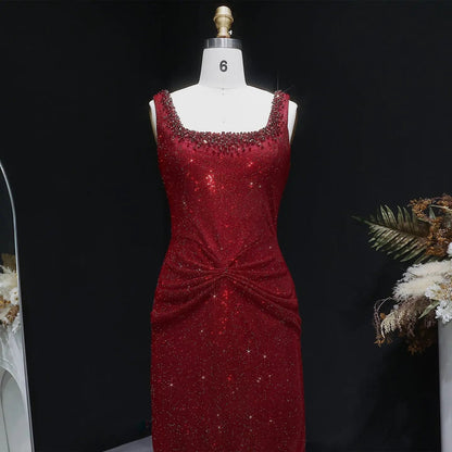 Glamorous Green Sequin Pleated Mermaid Evening Dress SS655