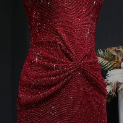 Glamorous Green Sequin Pleated Mermaid Evening Dress SS655