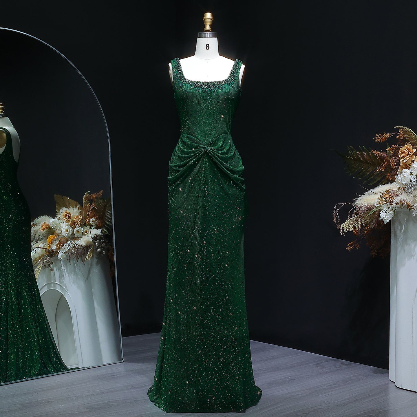 Glamorous Green Sparkling Sequin Mermaid Evening Dress SS655