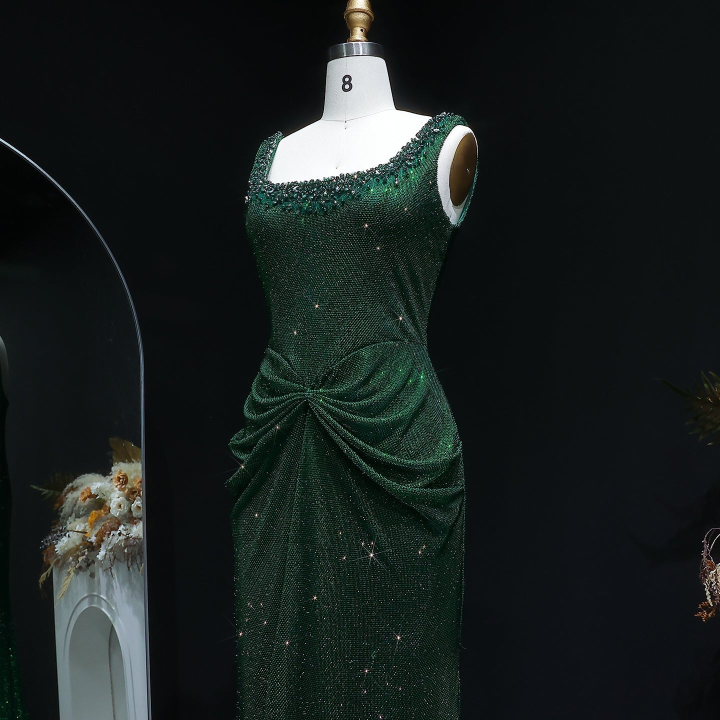 Glamorous Green Sparkling Sequin Mermaid Evening Dress SS655