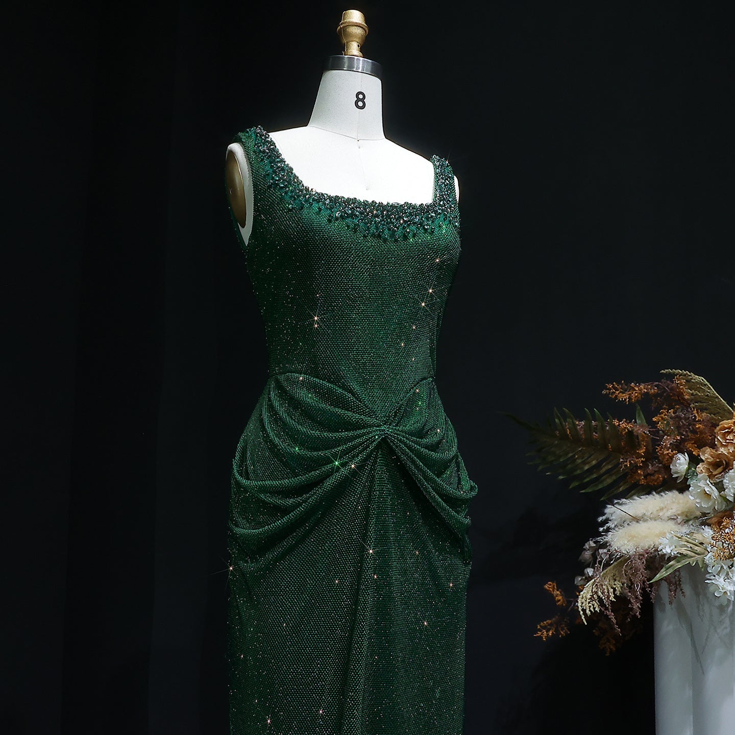 Glamorous Green Sparkling Sequin Mermaid Evening Dress SS655