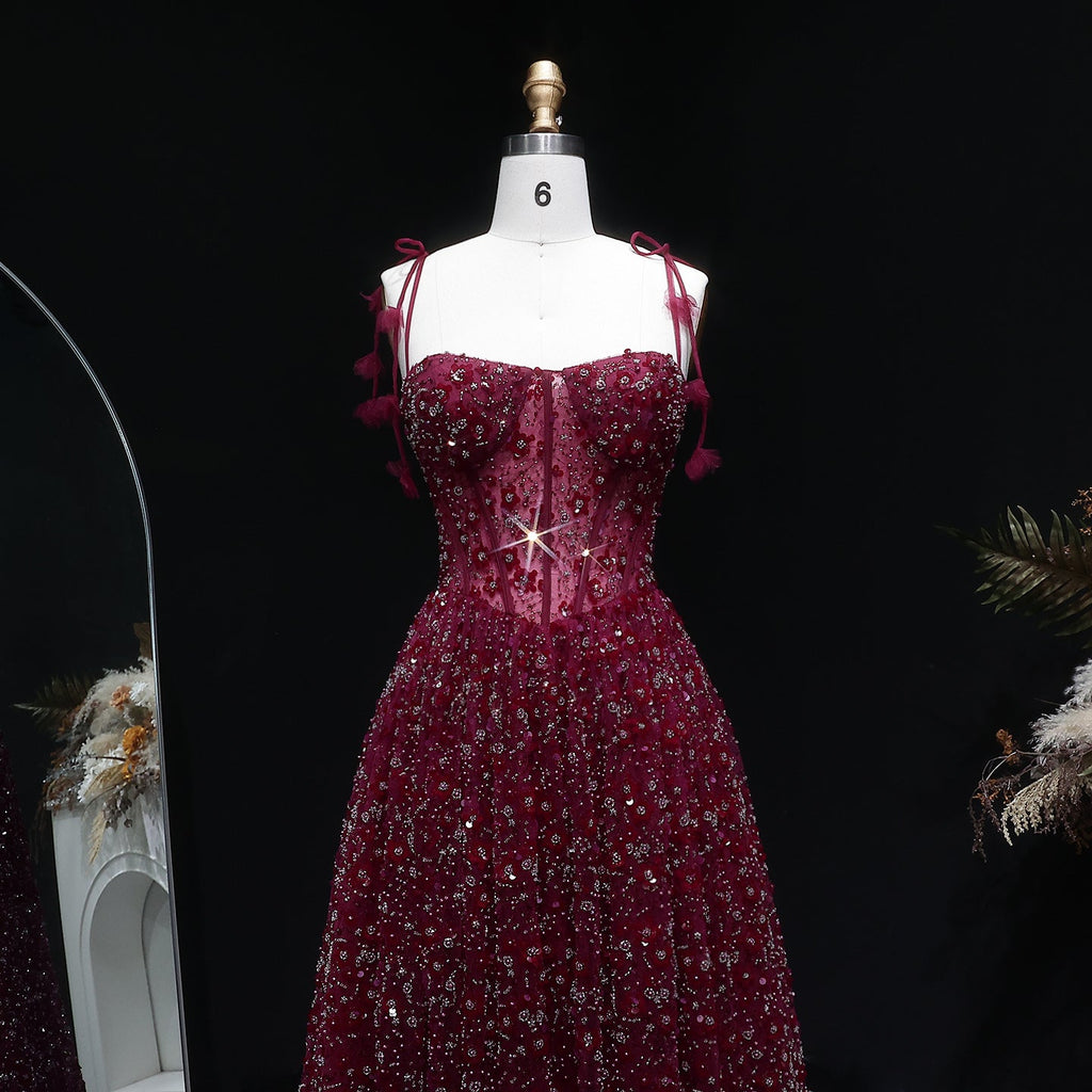Elegant Pink 3D Floral Spaghetti Strap Evening Dress SS701