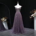 Elegant Purple Strapless Crystal Sequin A-Line Evening Dress SS703