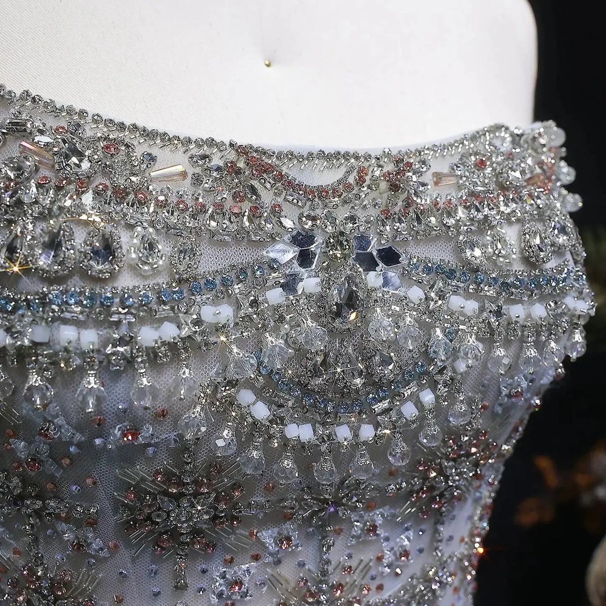 Luxury 3D Floral Strapless Beaded Evening Dress SS728