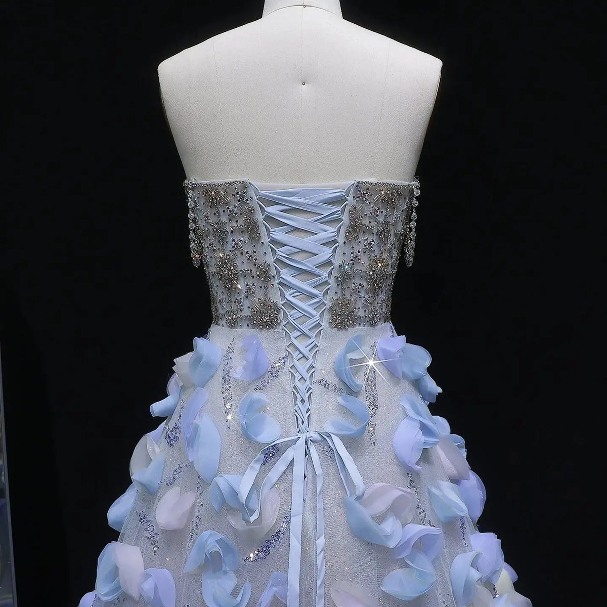 Luxury 3D Floral Strapless Beaded Evening Dress SS728