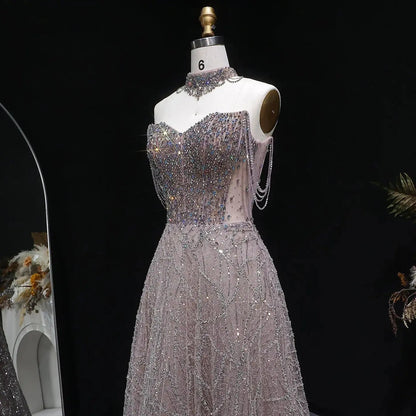 Luxury Pink Full Rhinestone Sequin Strapless Fitted Long Evening Dress SS744