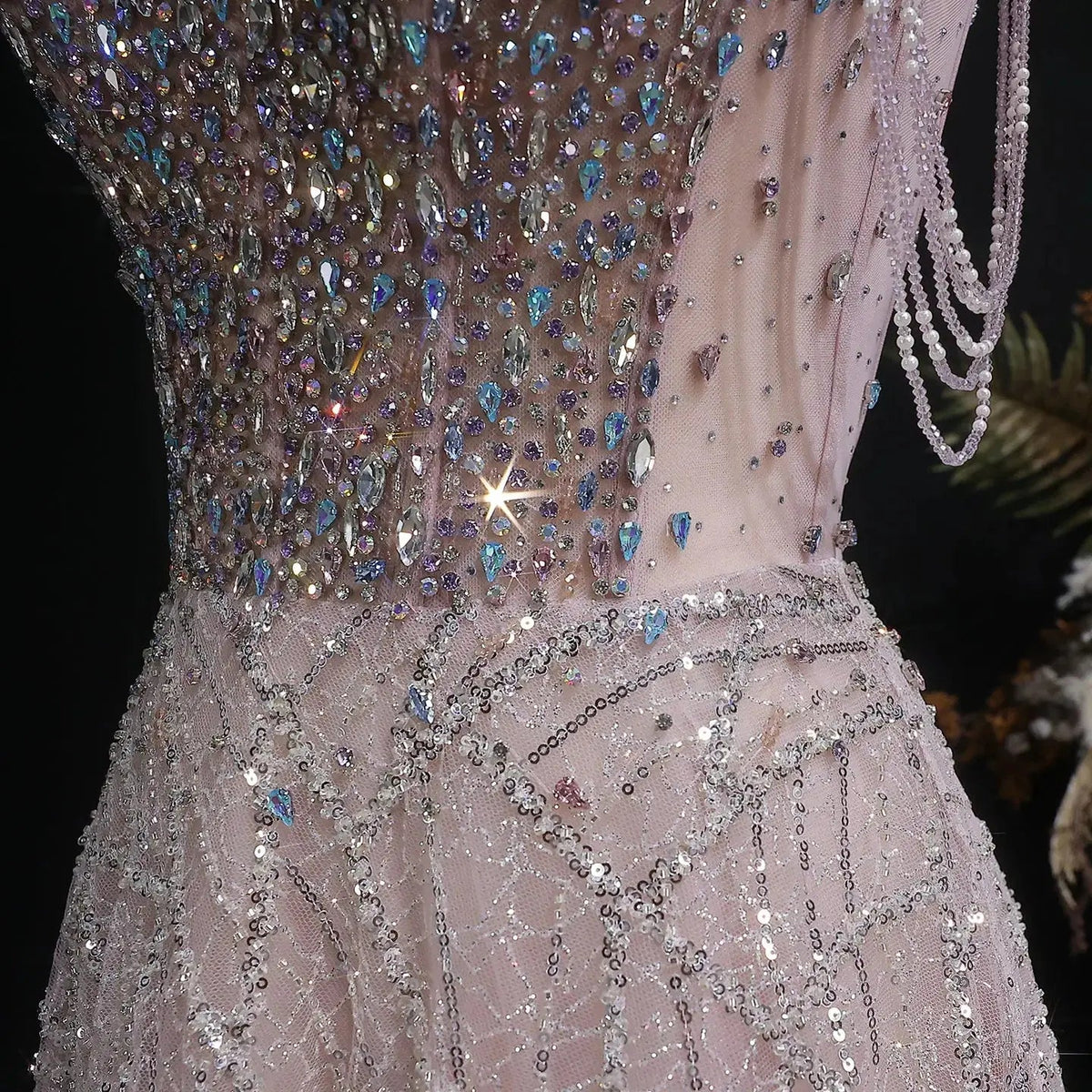 Luxury Pink Full Rhinestone Sequin Strapless Fitted Long Evening Dress SS744